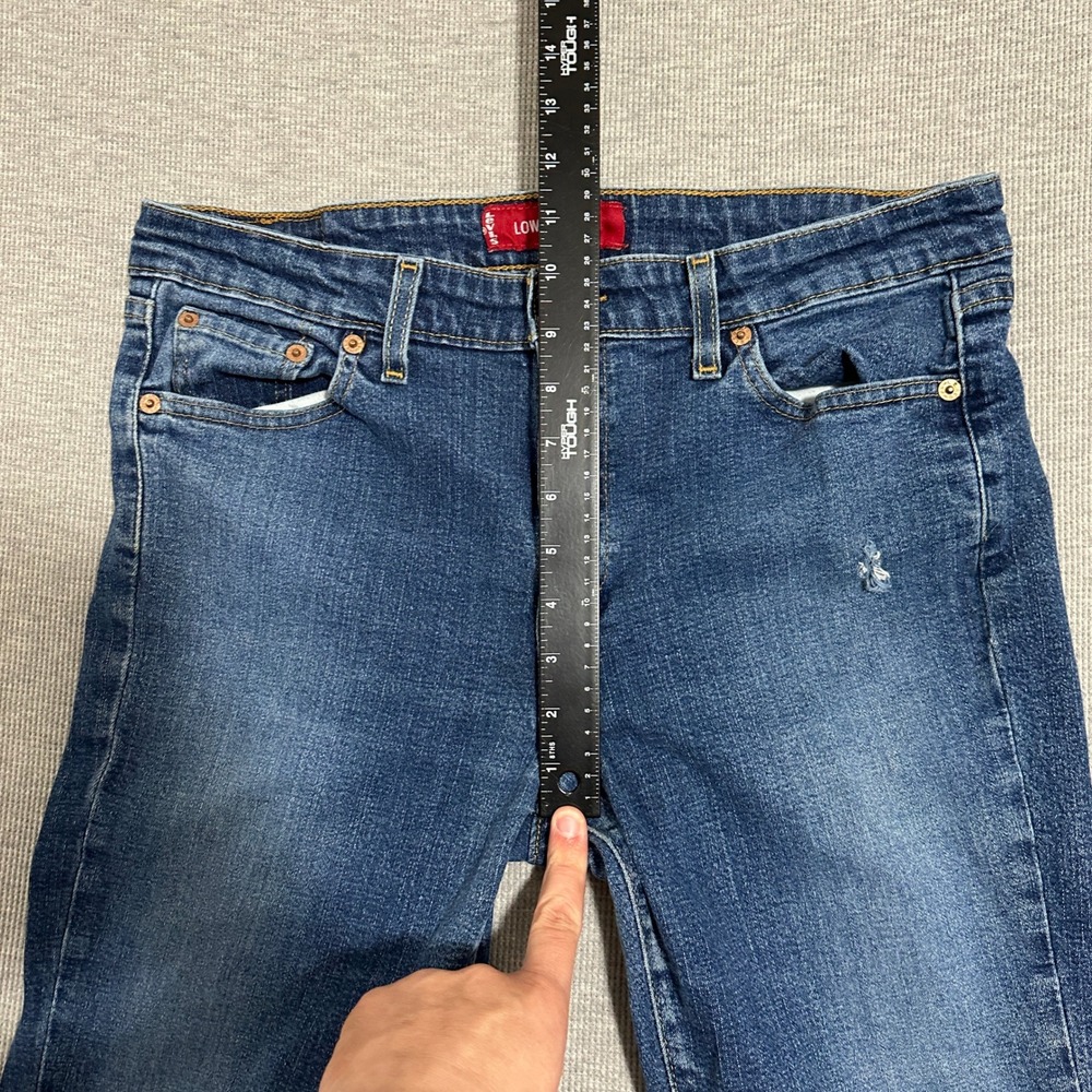 Levi's 519 Low Flare Jeans 13 JR Womens 32x31 Medium Wash Distressed Raw Hem Y2K - Picture 6 of 16